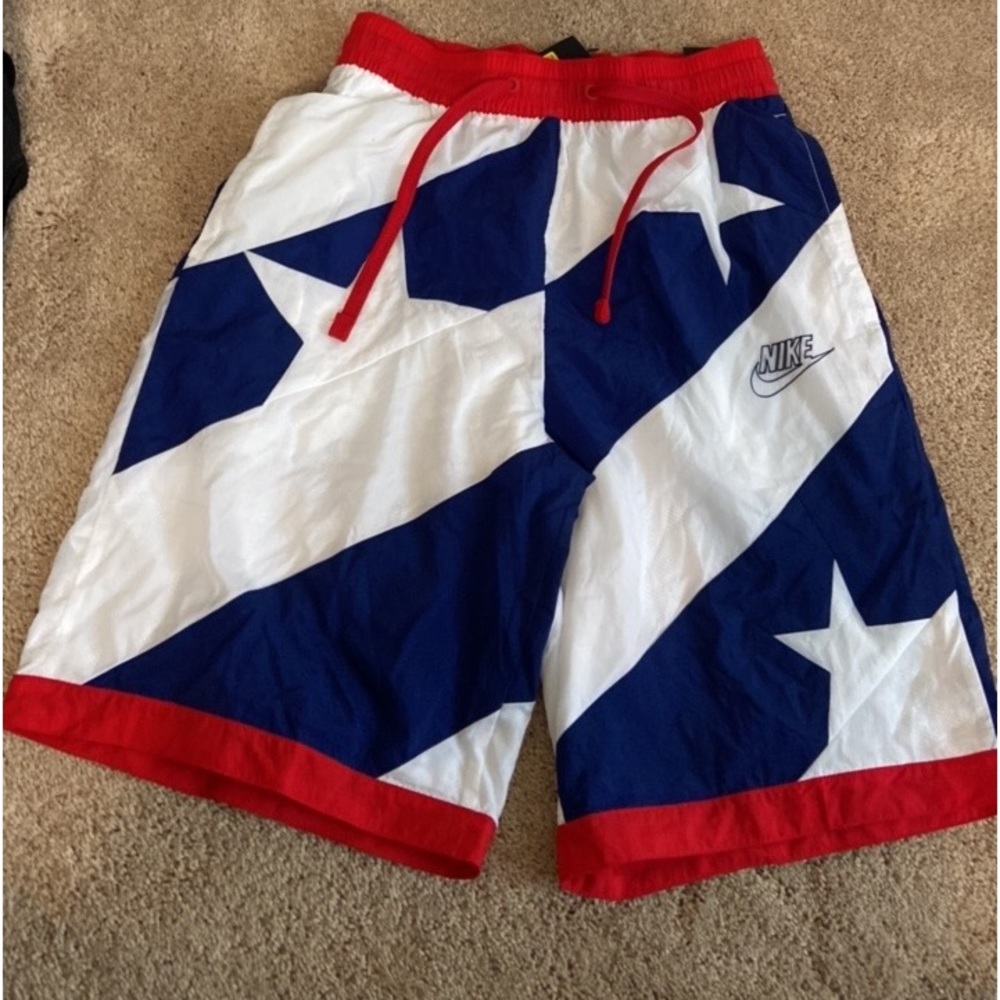 Nike American flag nylon loose fit shorts with net inside.